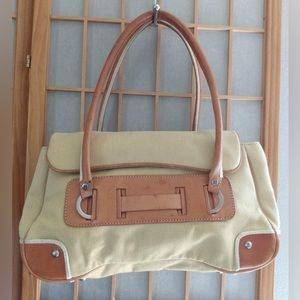 Tommy Hilfiger Tote Canvas Handbag - Brown Leather / Camel Canvas